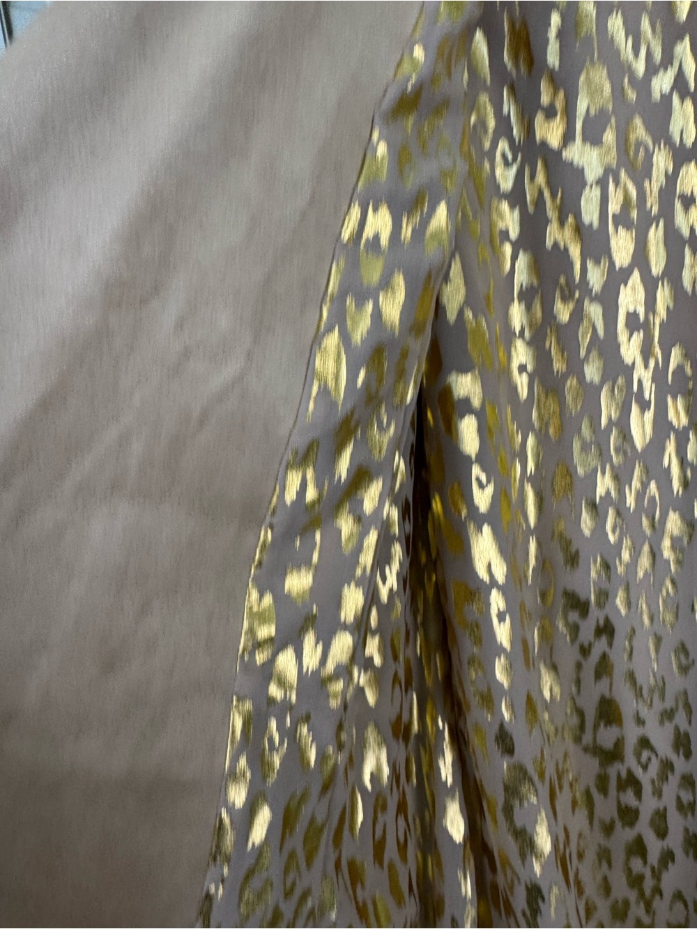 Judith March Taupe Faux Suede Waterfall Jacket Leopard Lining Faux Fur Cuffs L - Picture 7 of 16